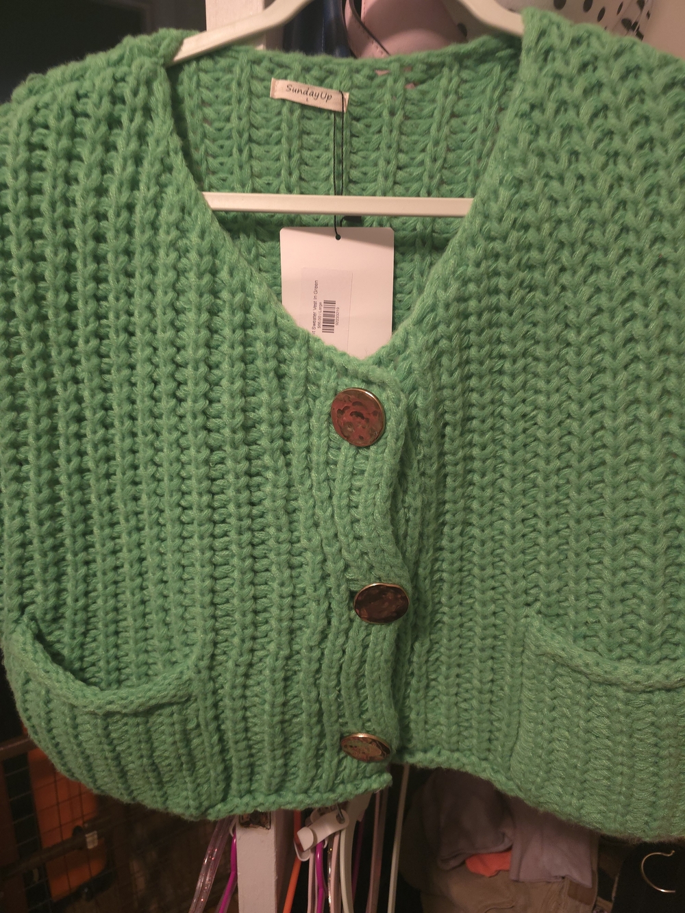 Sunday Mint Green Chunky Knit Button Cardigan